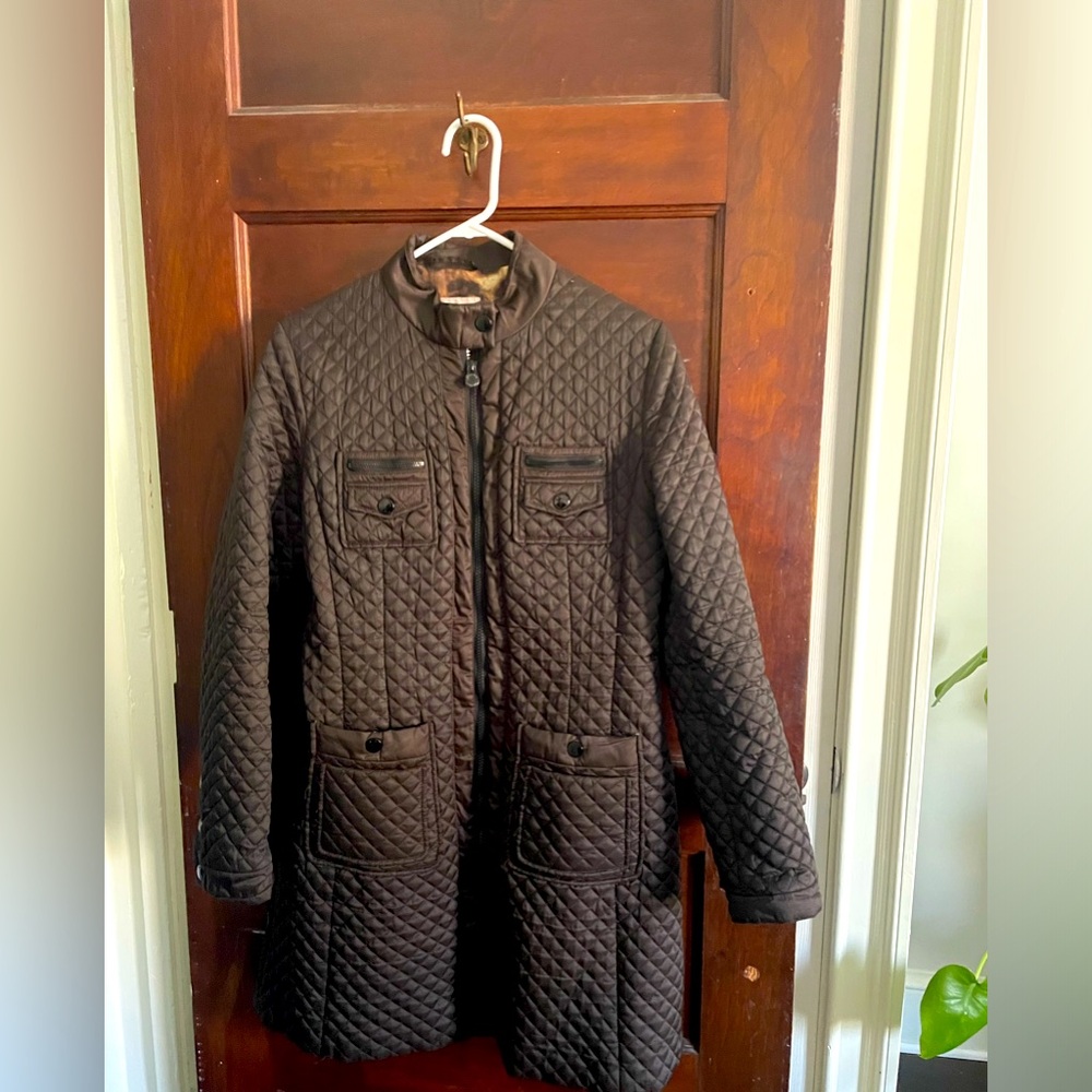 Quilted brown midi Laundry jacket
